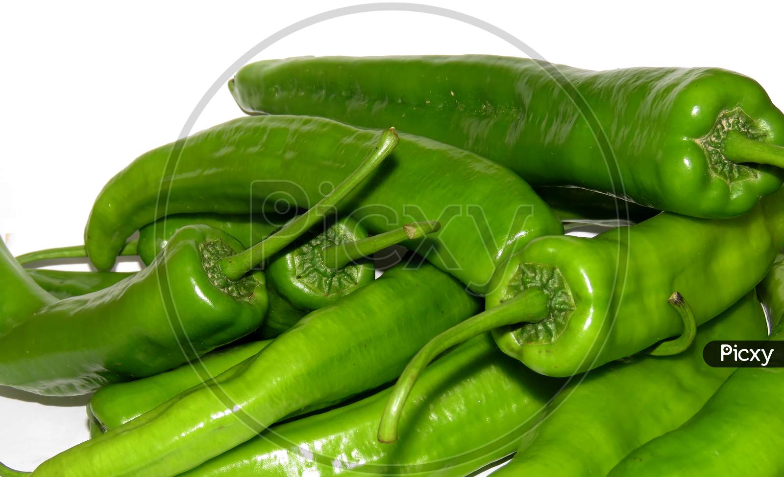 Green pepper on white background,Anaheim pepper