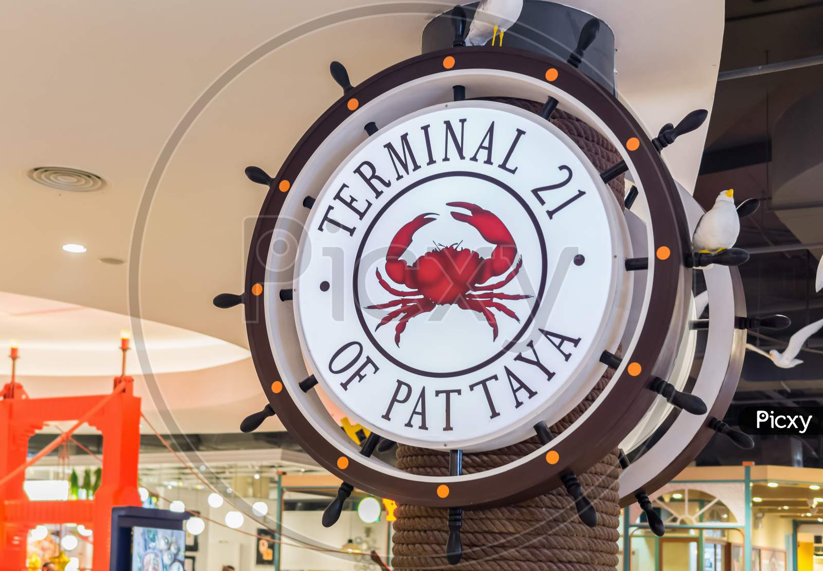 Pattaya,Thailand - October 19,2018:Terminal 21 This Is The Sign Of The Shopping Mall.Inside The Building Are Many Shops,Restaurants,A Supermarket And A Cinema.