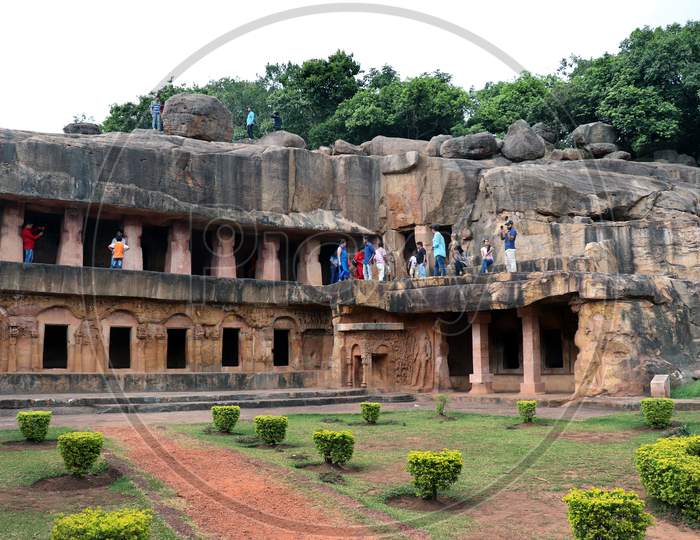 People at Udaigiri Caves an Archaeological site in Madhya Pradesh