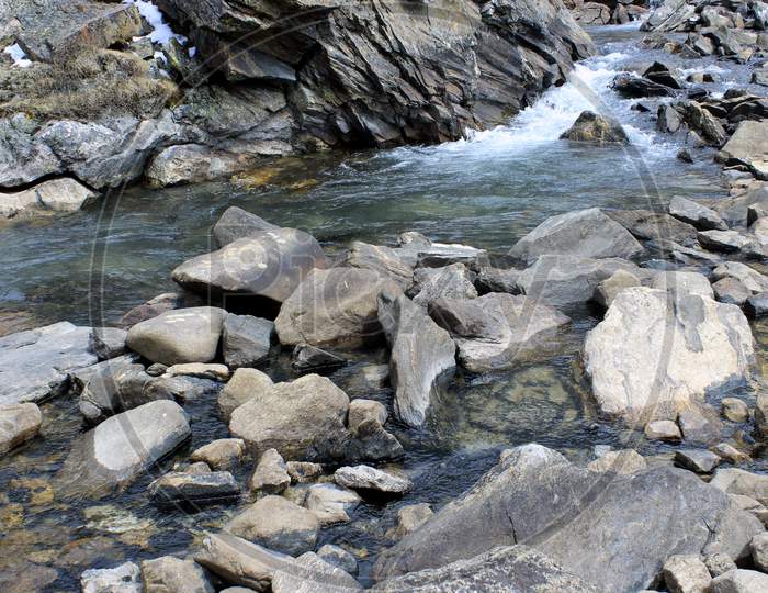 A Mini Waterflow through stones
