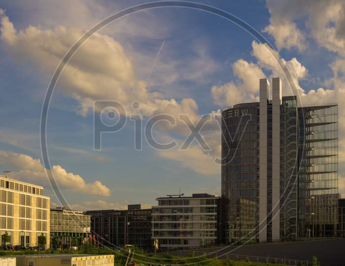 Stuttgart,Germany - May 25,2018: Europe District This Is A New,Modern Office Building Of The Lbbw,One Of South Germany'S Biggest Banks.It'S Between Heilbronner Strasse And Main Station.