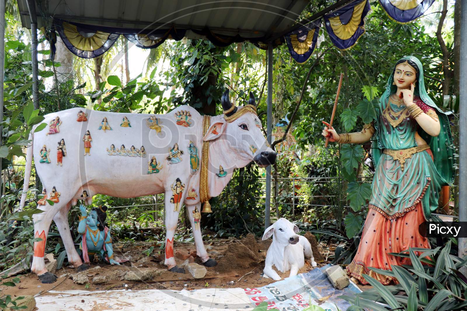 Cow Statues in Gupta Vrindavan Temple in Puri, Odisha