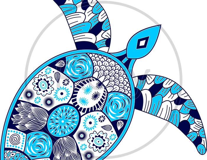 blue and sky blue Colorful Turtle Design.