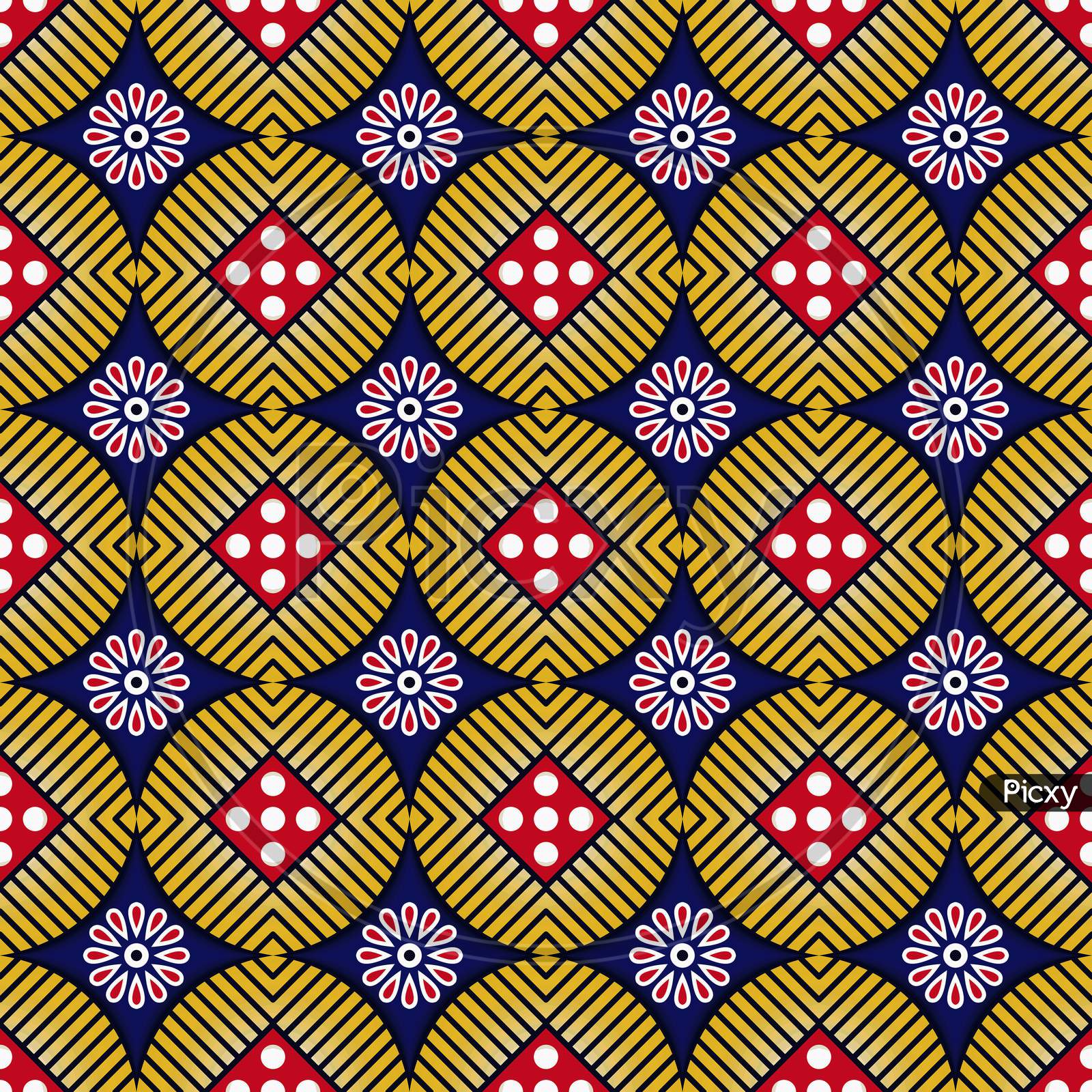 Colorful Tiles Abstract Ornament Seamless Pattern Design