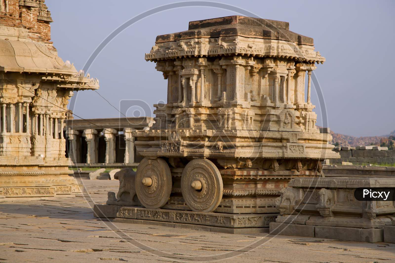 The Stone Chariot At The Vitthala Temple In Hampi In India, A Corner View Of The Stone Chariot In The Vitthala Temple.
