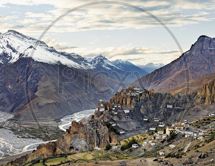 Dhankar Monastery, Spiti, Himachal Pradesh. 
The Fort Of Dhankar Now Lies In Ruins, But Still Is A Place Worthy Of A Visit. From The Remnants Of The Fort One Can See Vast Expanses Of The Spiti Valley.