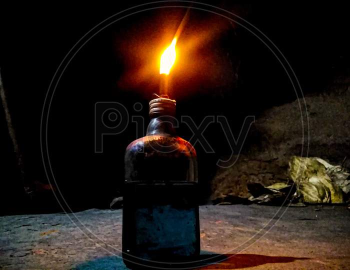 Oil lamp image capture in a village area