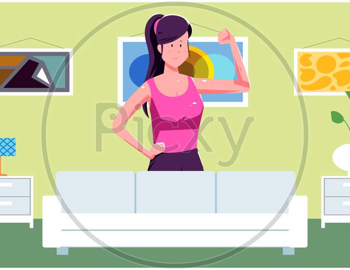 Girl Doing Daily Exercise At Home