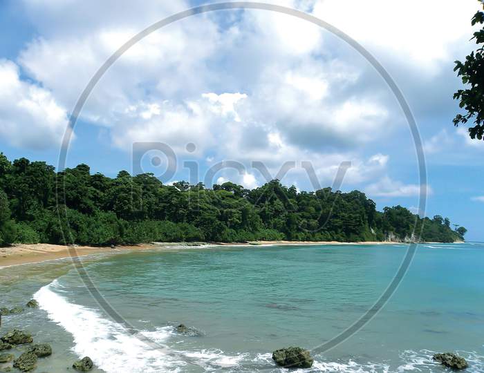 India Sitapur Beach, Neil Island, Andaman And Nicobar Islands. Spectacular Scenery, White Sandy Beaches And Swaying Palms Combine With Monuments