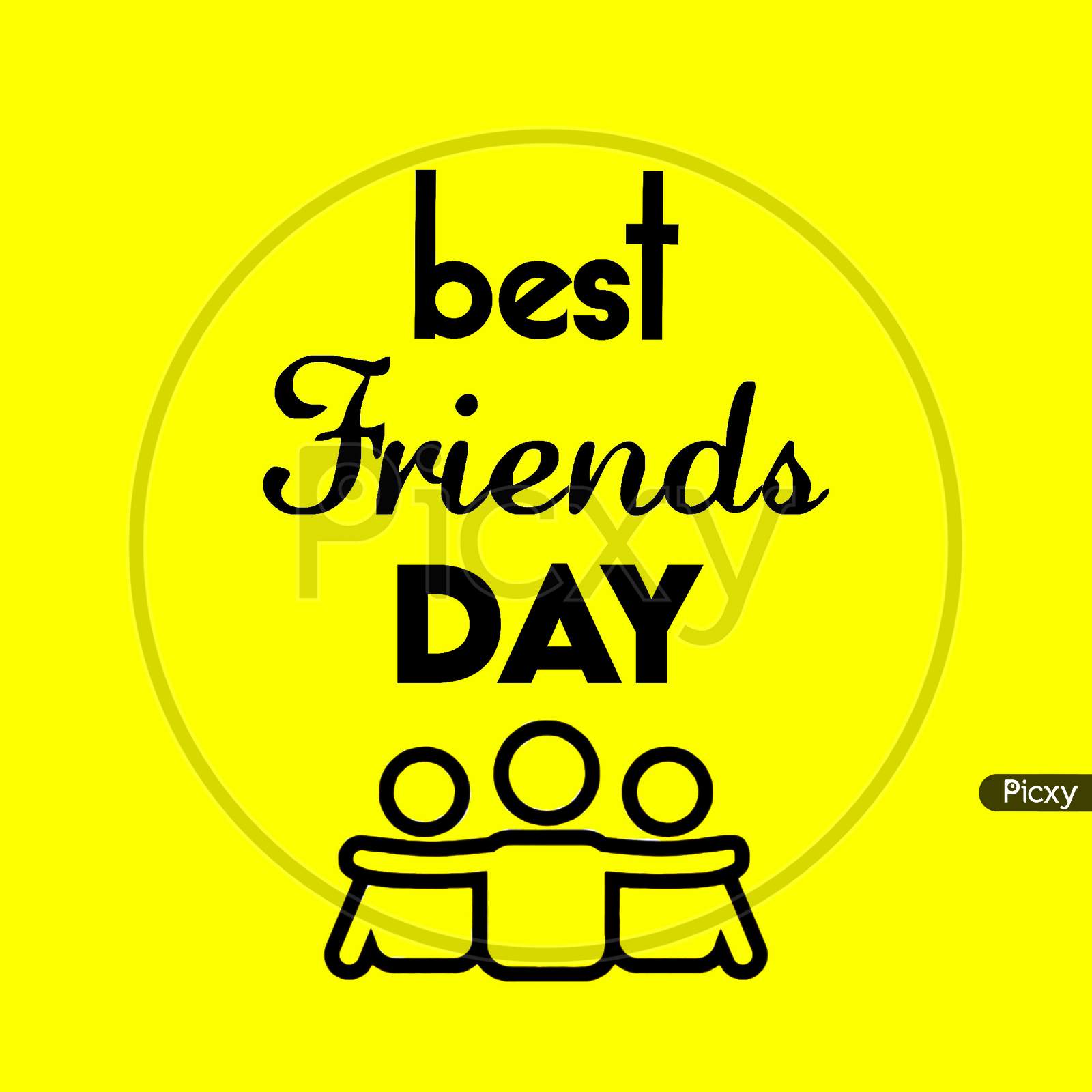 National Best Friends Day Vector image with background of yellow and letters is in black. Best friends day celebration.