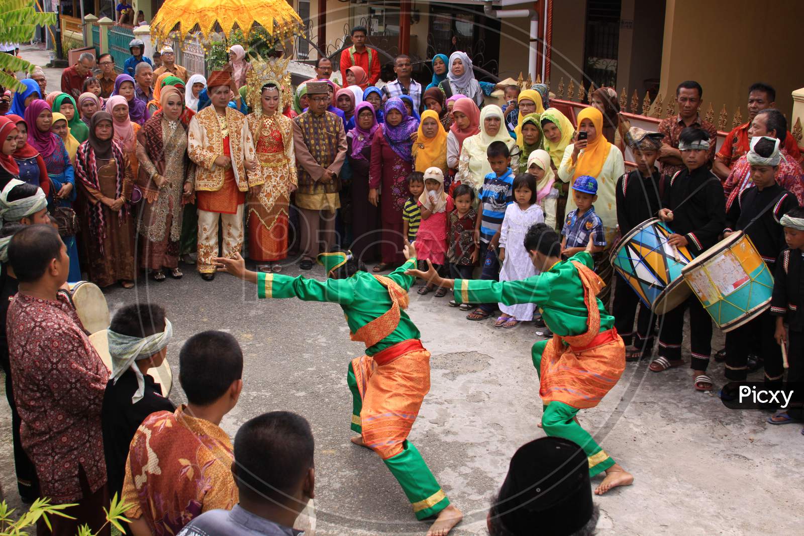 Traditional Silat Dance At Minang Wedding, Padang