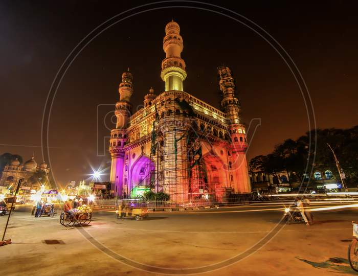 The Most Prominent Landmark Located Right In The Heart Of Hyderabad Is A Four-Sided Archway In India. The Imposing Looks Awe Inspiring During The Night When It Is Illuminated.