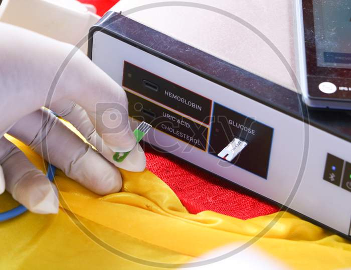 Close Up Blood Test With Patient