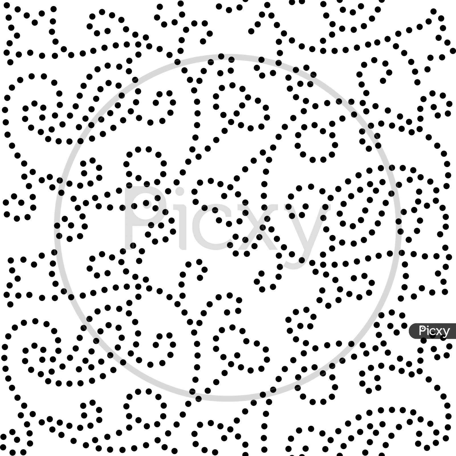 Black And White Abstract Chunri Dots Pattern Background Design.