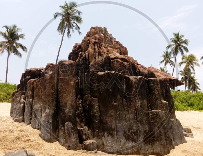 Columnar rhyolite Lava  St.Marys Island Malpe, one of the four geological monuments in Karnataka state, one of the 32 National Geological Monuments of India declared by the Geological Survey of India