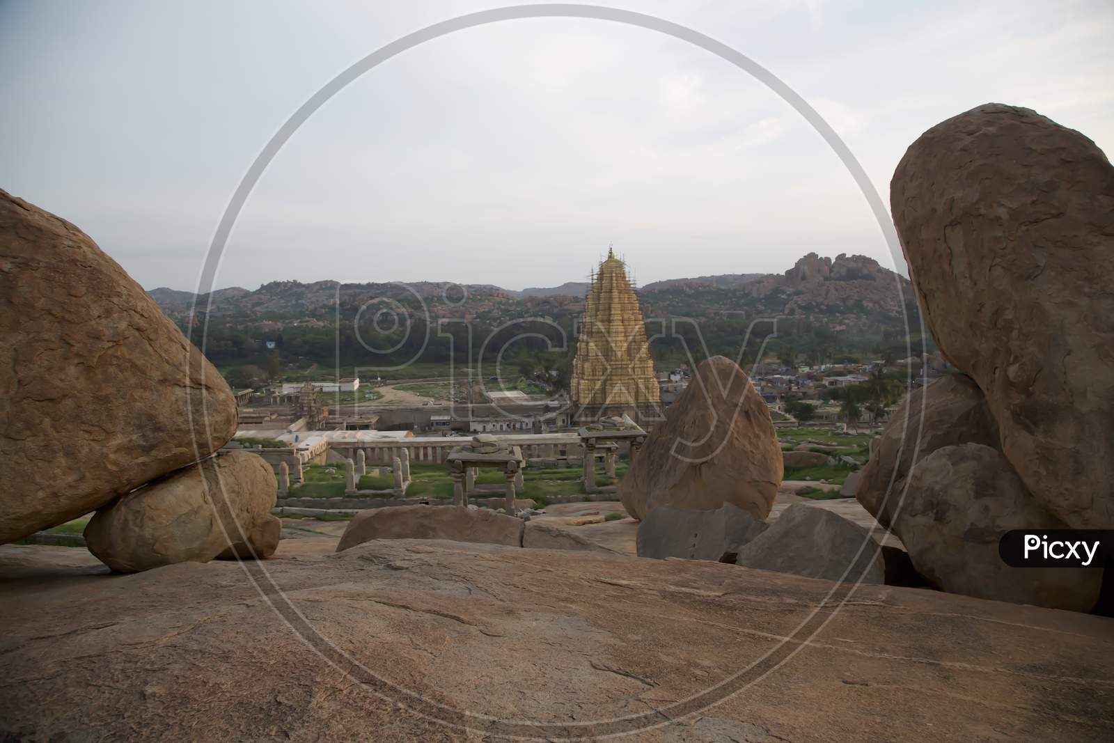 Looking Across Towards The Virupaksha Temple Complex In Hampi India