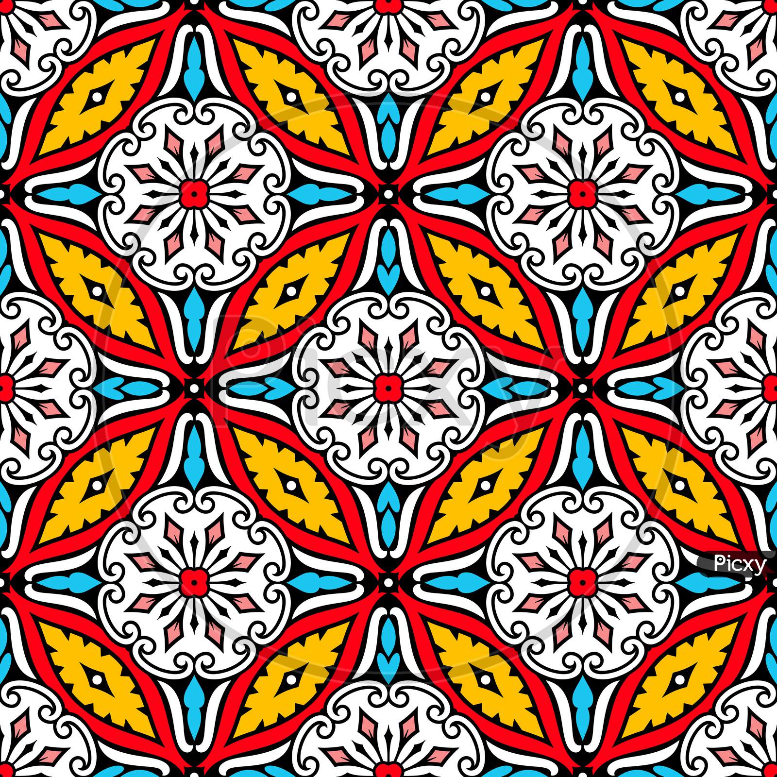 Colorful Seamless Flower Pattern Design.