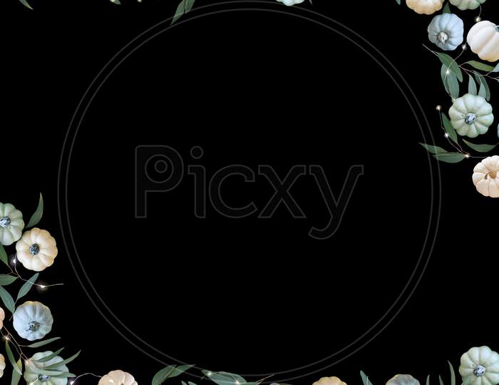 Fruit and vegetable background with copy space. Black background with the vegetable and fruit around the corners of the frame with the place for text and design.