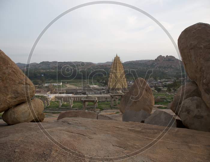 Looking Across Towards The Virupaksha Temple Complex In Hampi India