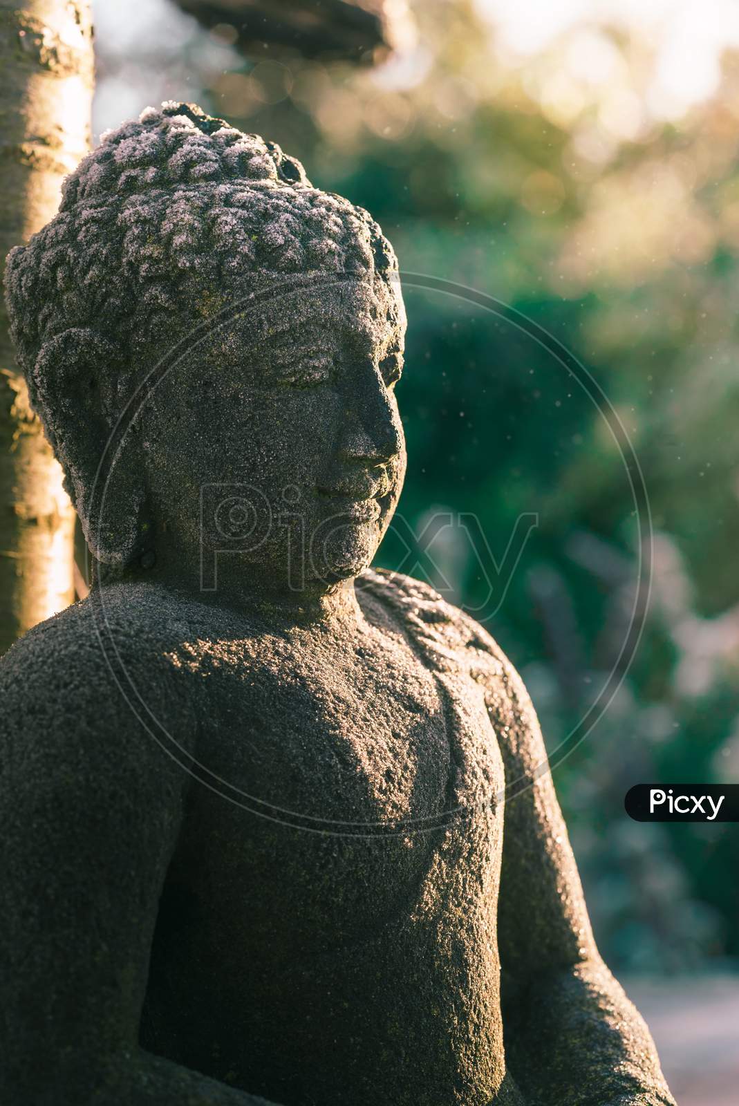 black stone buddha statue