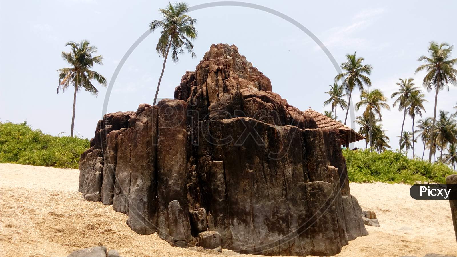 Columnar rhyolite Lava  St.Marys Island Malpe, one of the four geological monuments in Karnataka state, one of the 32 National Geological Monuments of India declared by the Geological Survey of India