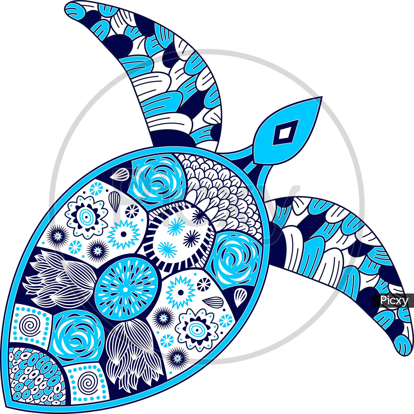 blue and sky blue Colorful Turtle Design.