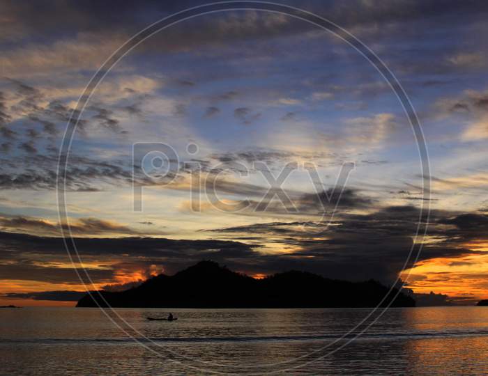 Sunset Behind Marak Island, Sumatra, Indonesia