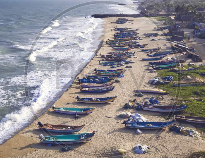 Aerial View, Serenity Beach, Puducherry India. Food, Ocean View, Coconut Trees, Clean Air, And Peaceful Shores, This Place Has A Color For Everyone And Is Definitely A Great Weekend Getaway