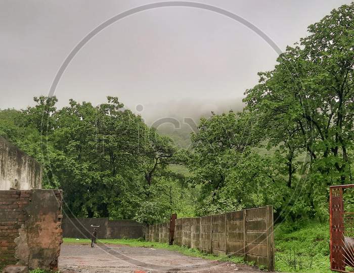 The village road of monsoon season.