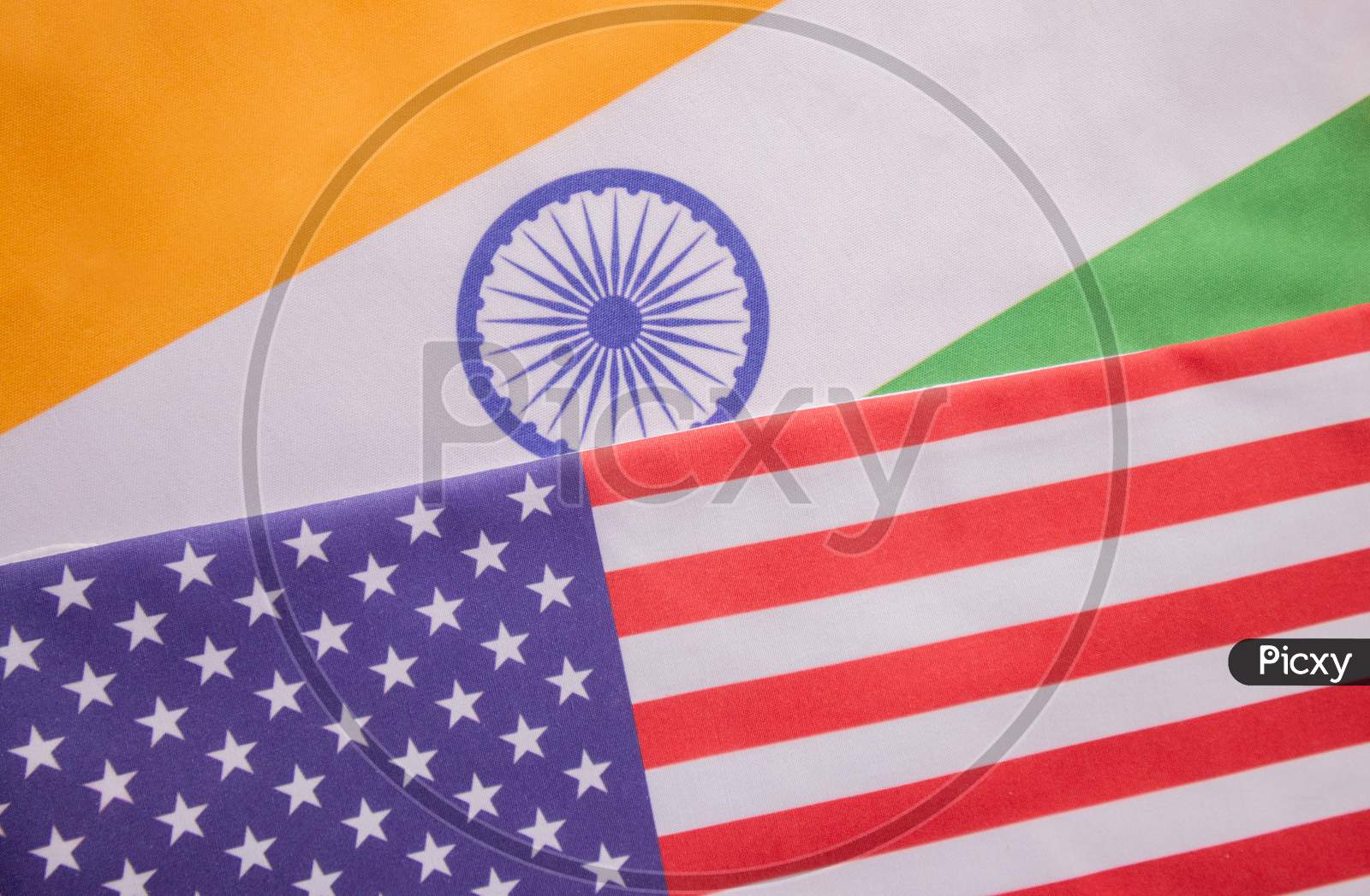 Concept Of Bilateral Relationship Between Two Countries Showing With Two Flags: United States Of America And India.
