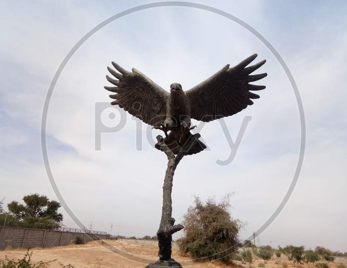 Statue of a eagle made in Deshnok, Rajasthan