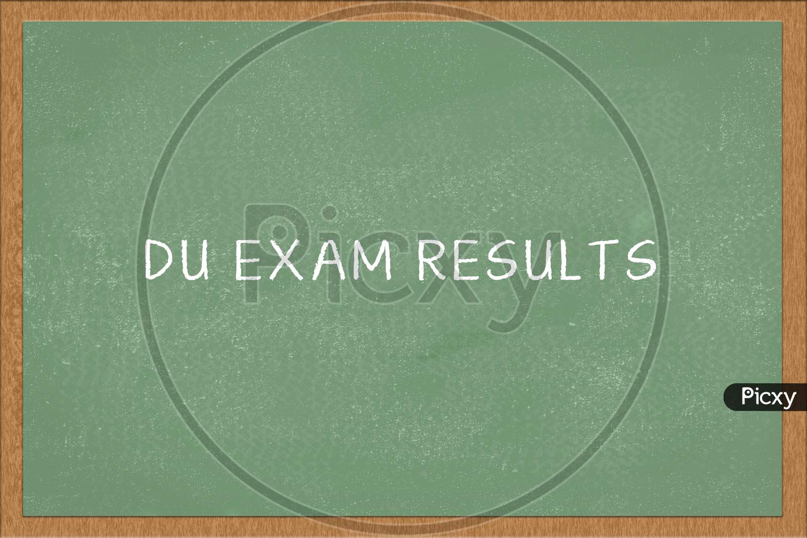 Du Exam Results Written On Green Chalkboard.