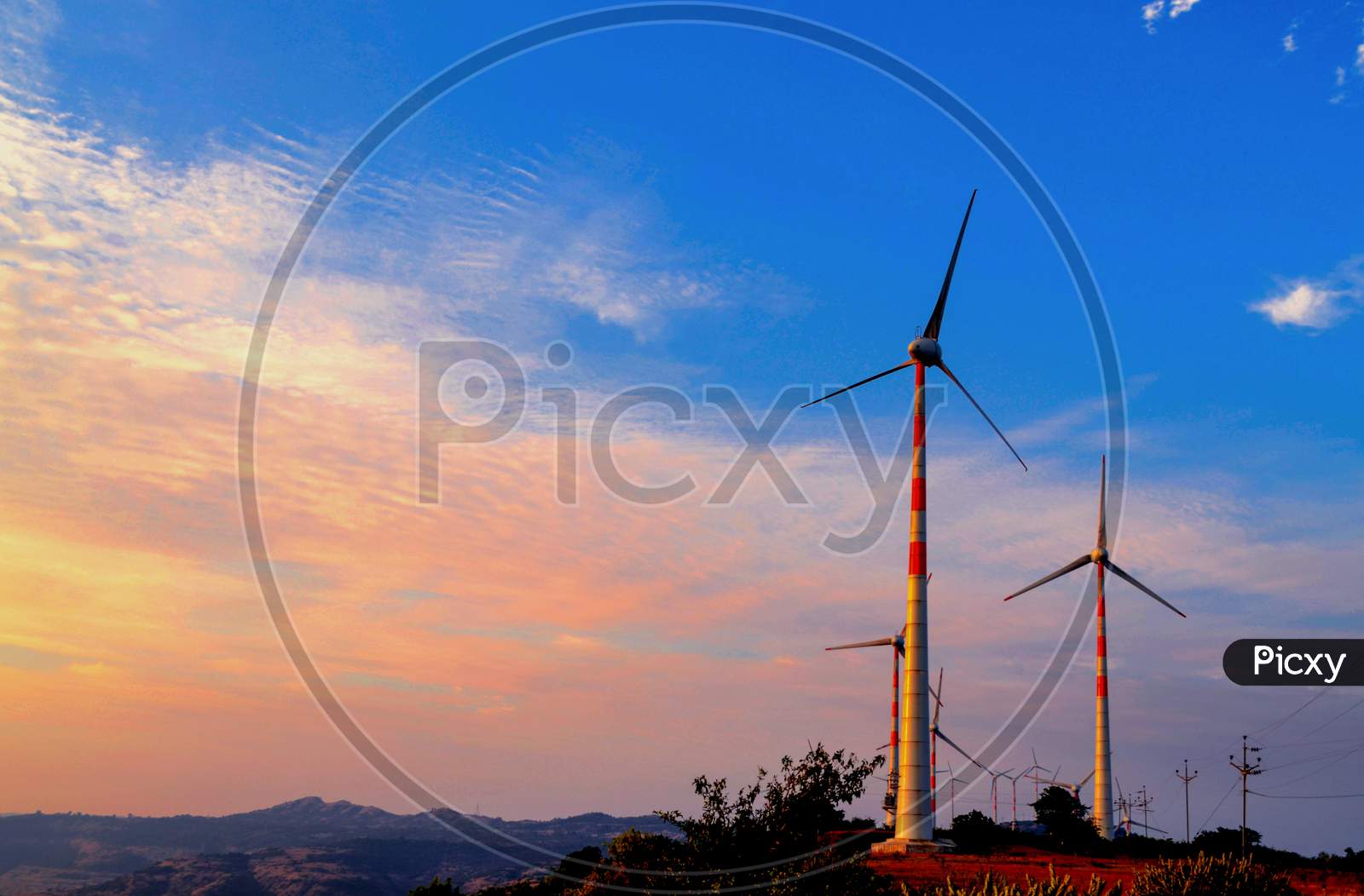 Wind Turbine with beautiful shade of sky