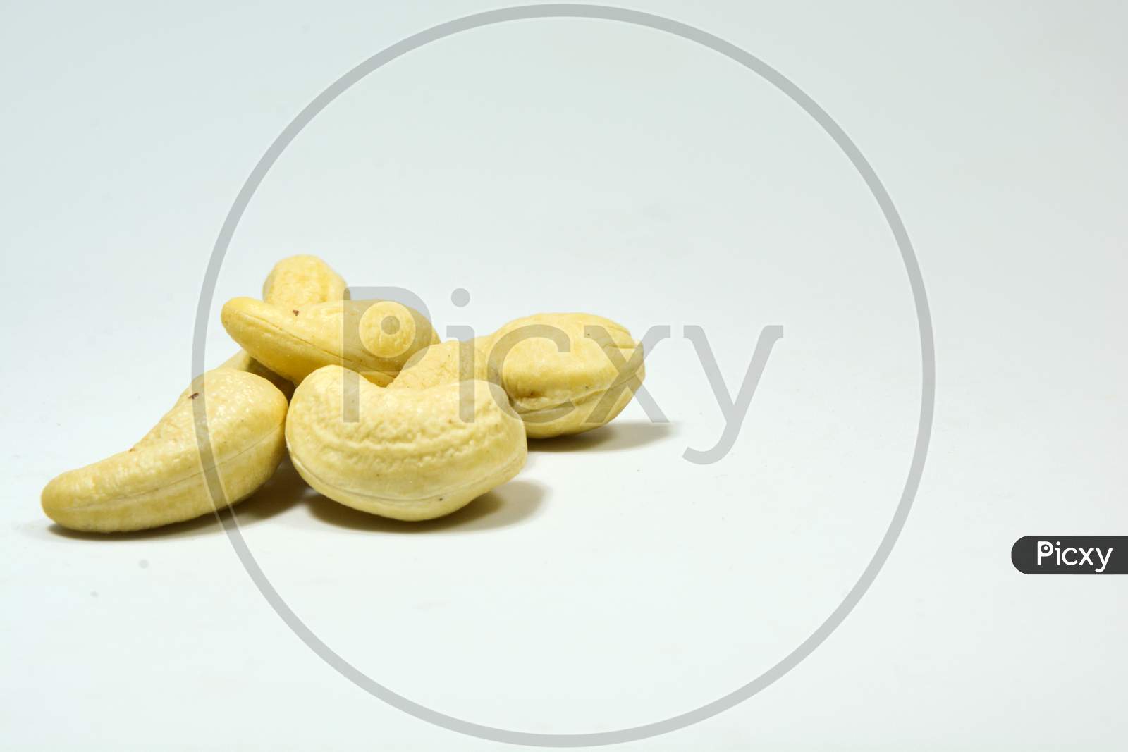Close up shot of Kaju or Cashew nut isolated with White Background
