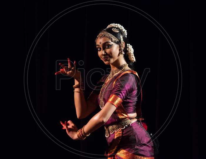 Young Bharatnatyam female artist on December 6,2018 at Sevasadan hall in Bengaluru,India