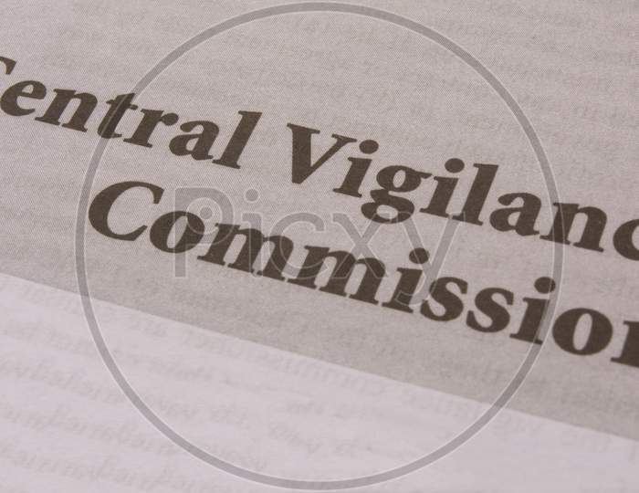 Central Vigilance Commission Printed On Black And White Paper