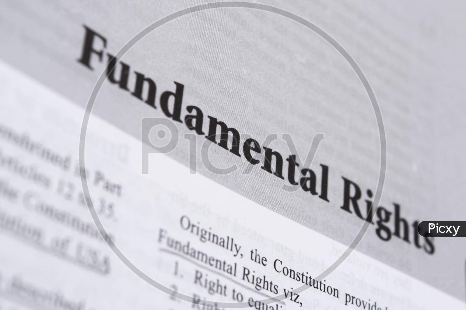 Fundamental Rights Printed In Book With Large Letters.