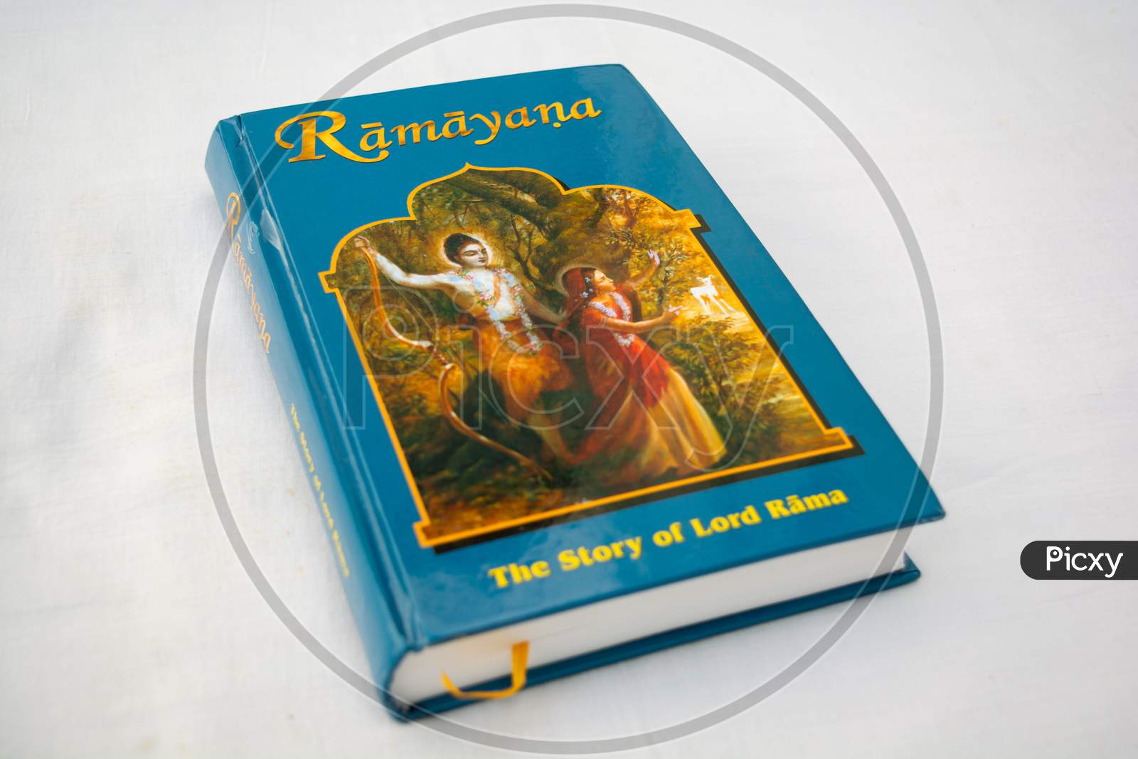 The Epic Hindu Mythology Ramayana Book On Isolated Background.