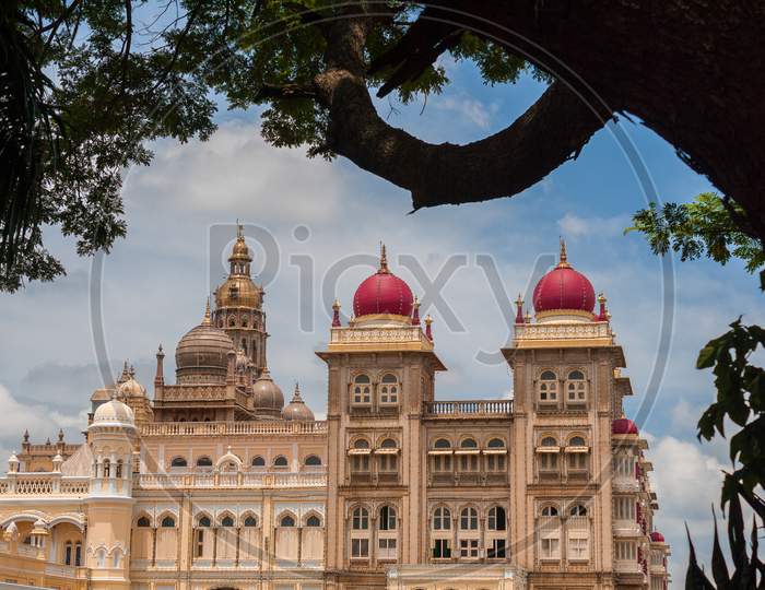A charming view of the rich Ambavilas Palace in Mysuru.
