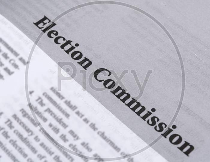 Election Commission Printed In Book With Large Letters.