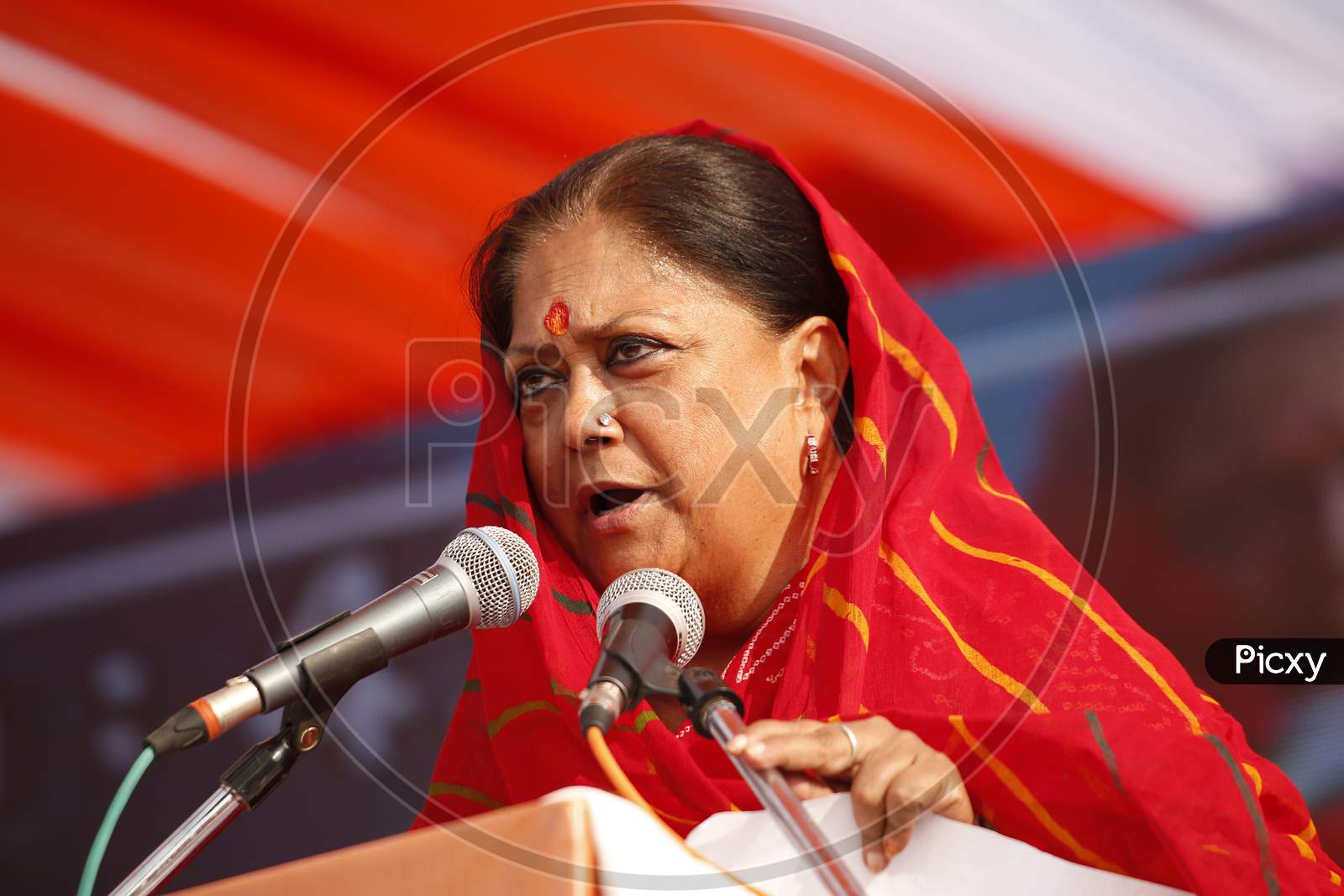 Vasundhara Raje, Former Chief Minister Of Rajasthan State And Current National Vice President Of Bhartiya Janta Party (Bjp) Addressing In A Public Event Before General Elections In Rajasthan, Bhilwara, December, 2018.