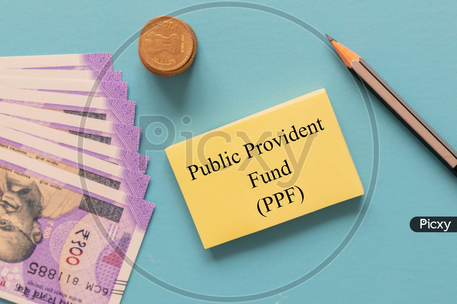 Concept Of Investment In Public Provident Fund Or Ppf With Indian Currency Notes.