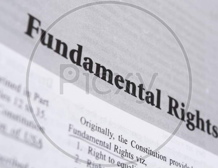 Fundamental Rights Printed In Book With Large Letters.