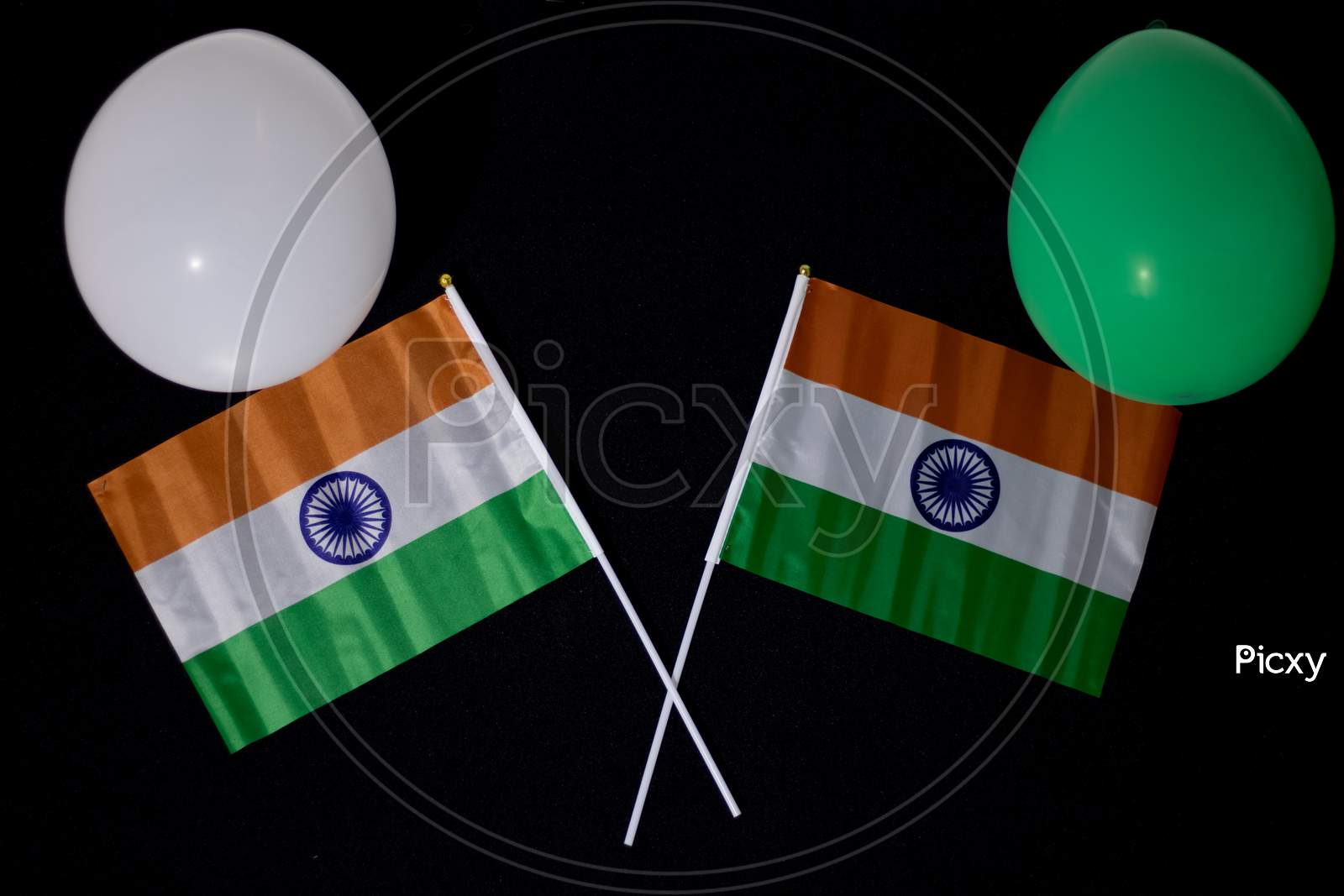 Colorful Balloons With India Flags On A Black Background