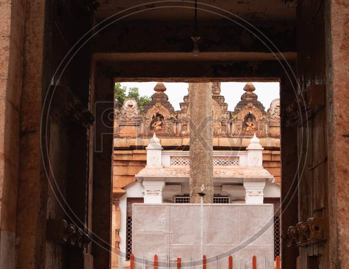 View Through The Gopuram Of Kumaraswami Temple On Top Of The Krauncha Giri Or Hill At Sandur.