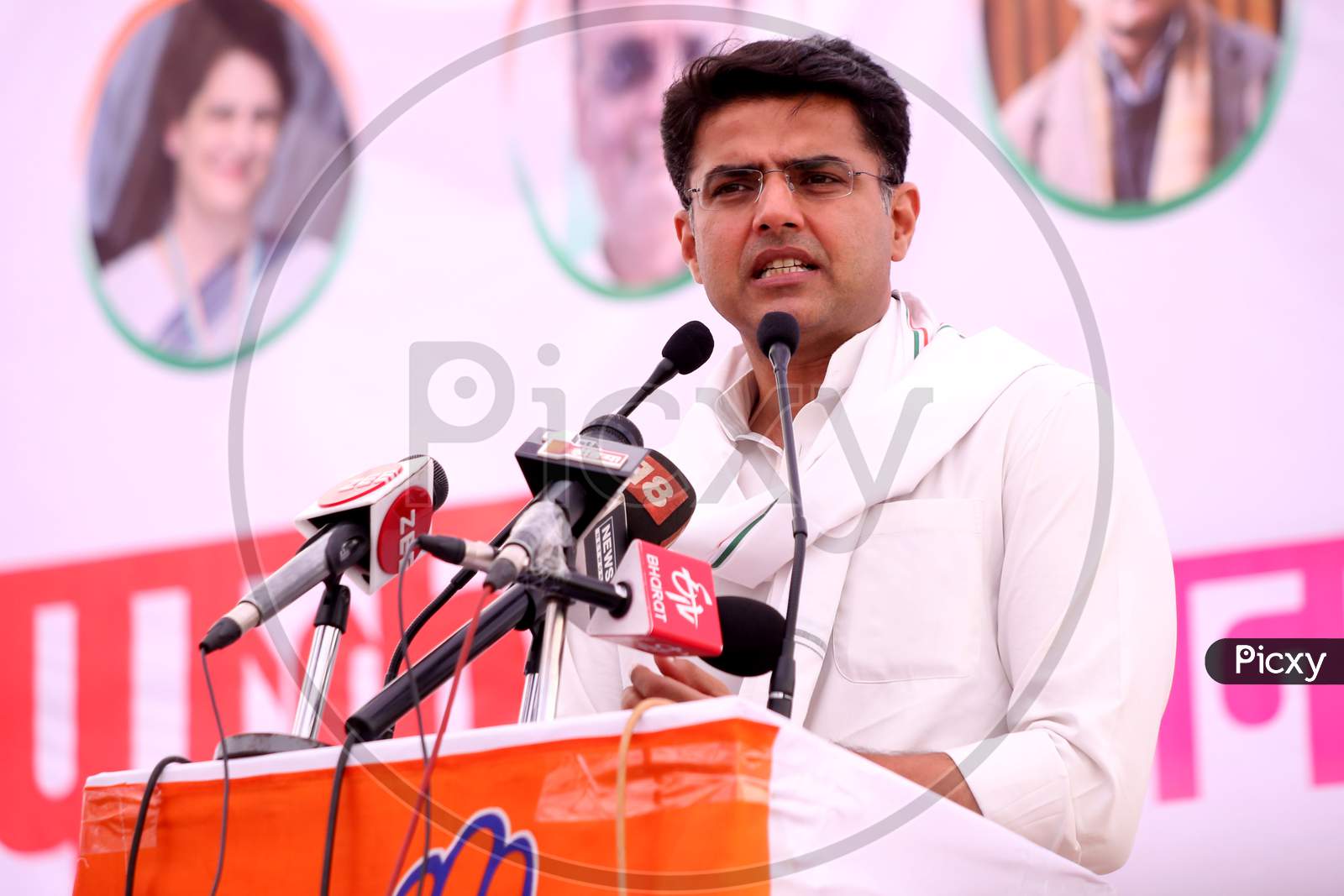 Rajasthan Deputy Chief Minister & State Congress President Sachin Pilot participate in a campaign rally ahead of Lok Sabha Elections in 2019, Pushkar, Rajasthan