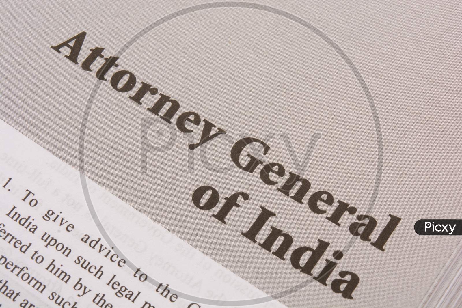 Attorney General Of India Printed On Black And White Paper