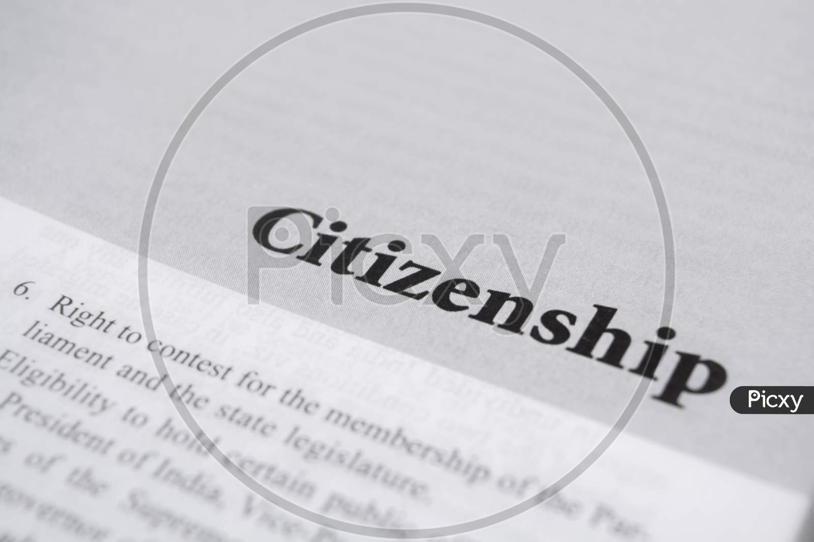 Citizenship Printed On Book With Large Letters.