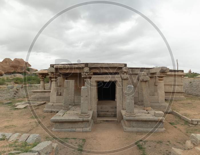 Ruined Jain Parshwanatha Temple At Hampi, India.