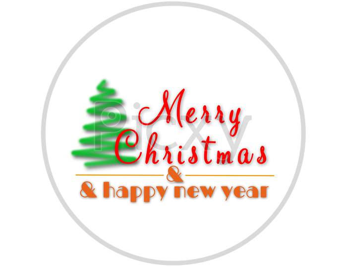 Merry Christmas And Happy New Year Lettering Design Card Template And Creative Typography For Holiday Greeting Gift Poster.